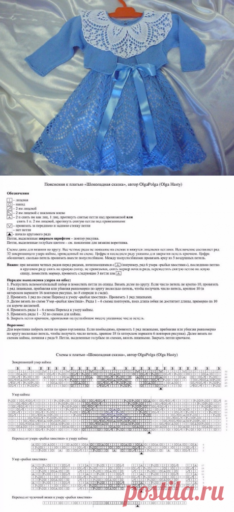 Свяжите платье для девочки спицами. Ажурное платье спицами для девочки.
