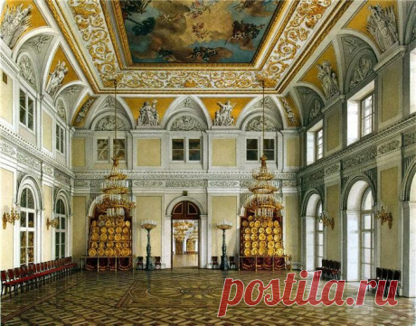 Зимний дворец Санкт-Петербурга: Великолепные интерьеры его парадных залов в наше время и на рисунках художников XIX века