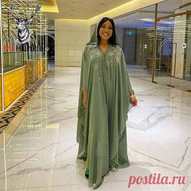 2091.67руб. 5% СКИДКА|Платье Дашики, шелковое платье с бусинами, Abaya, Дубай, макси, африканский дизайн, винтажный халат, платья, комплекты для мусульман, свободные женские вечерние платья Хиджаб|Мусульманская одежда|   | АлиЭкспресс Покупай умнее, живи веселее! Aliexpress.com