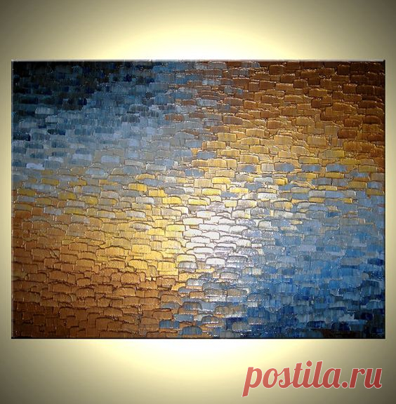 (1) Original Abstract Gold Metallic Painting - Palette Knife Abstract Bronze Modern Textured Art by Lafferty - 30 x 40