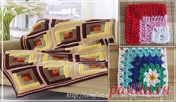 ​Пледы в стиле пэчворк из остатков пряжи