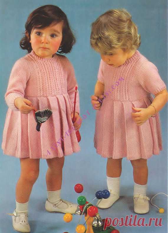 Baby / Toddler   Knitted Long Sleeve Dress and Short Sleeve Dress in - DK & QK yarns, Sizes  19 - 23 ins - PDF of Vintage Knitting Patterns Baby / Toddler Knitted Long Sleeve Dress and Short Sleeve Dress in - DK & Qk yarn Sizes 19 - 23 ins To help you decide which size to knit, I found this information in a very old baby pattern book; it guideline re weight/age/chest measurement: AGE CHEST/Pat. Size Weight Premature 12/14 ins up to 4.5lbs Birth 16/17 ins 7.5lbs 3 months 18...