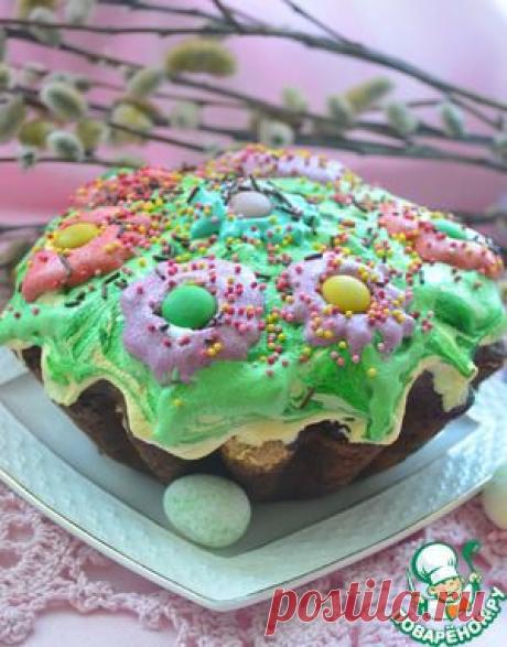 Пасхальный кулич "Цветочная поляна "с шоколадным сюрпризом - кулинарный рецепт