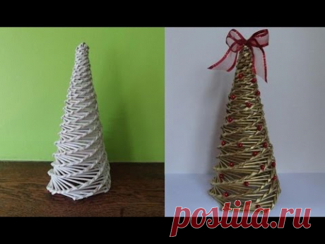 Jak zrobić choinkę z papierowej wikliny, wicker paper, christmas tree - YouTube