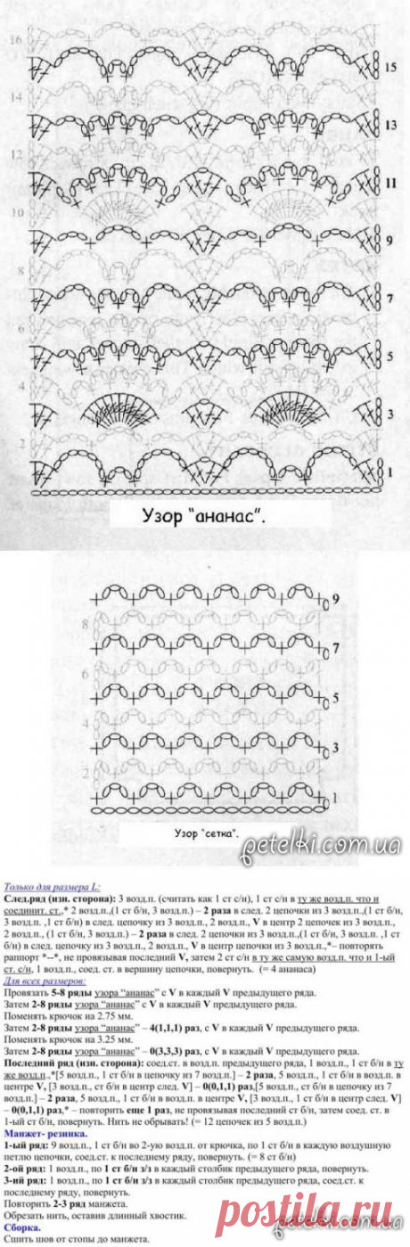 Ажурные гольфы / чулки крючком. Описание, схемы