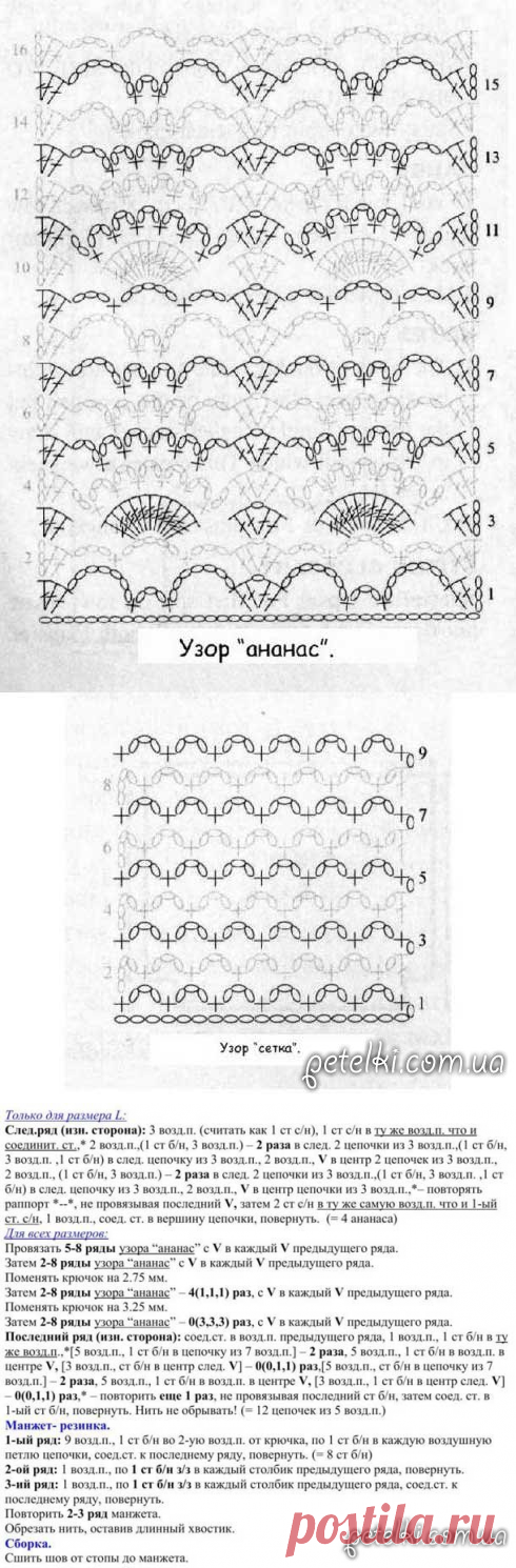 Ажурные гольфы / чулки крючком. Описание, схемы