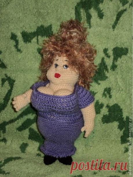 Матер-класс "Мадам Бриош" (описание вязания). - синий,мастер-класс,вязаная игрушка