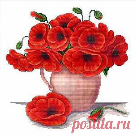 Маки в кувшине - Цветы, натюрморты - Схемы вышивки - Иголка