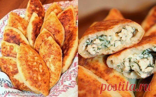 шеф-повар Одноклассники: Жареные пирожки из творожного теста с куриным фаршем, сыром и зеленью