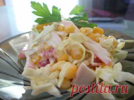 Салат с пекинской капустой и крабовыми палочками- пошаговый рецепт с фото видео | Рецепты салатов