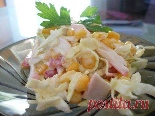 Салат с пекинской капустой и крабовыми палочками- пошаговый рецепт с фото видео | Рецепты салатов
