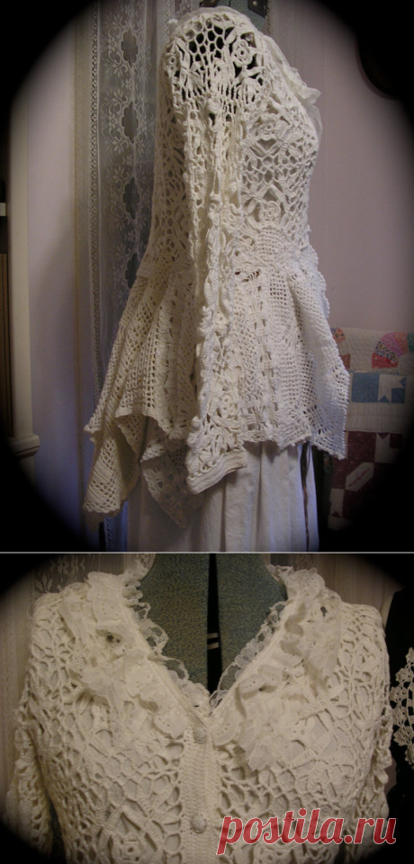 Romantic Sweater Coat victorian white cotton от TatteredDelicates