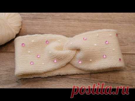 Двойная повязка спицами 💕 Double headband How to knit