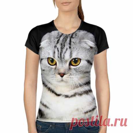 Кот - Женская футболка 3D с полной запечаткой за 1365 рублей