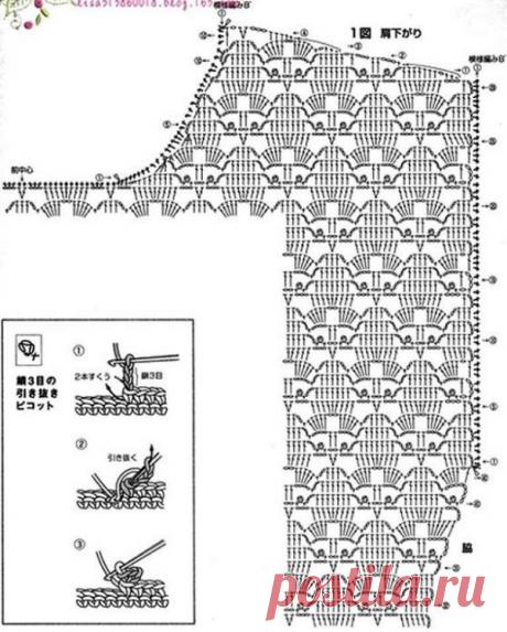 Вязание ажурного топа крючком