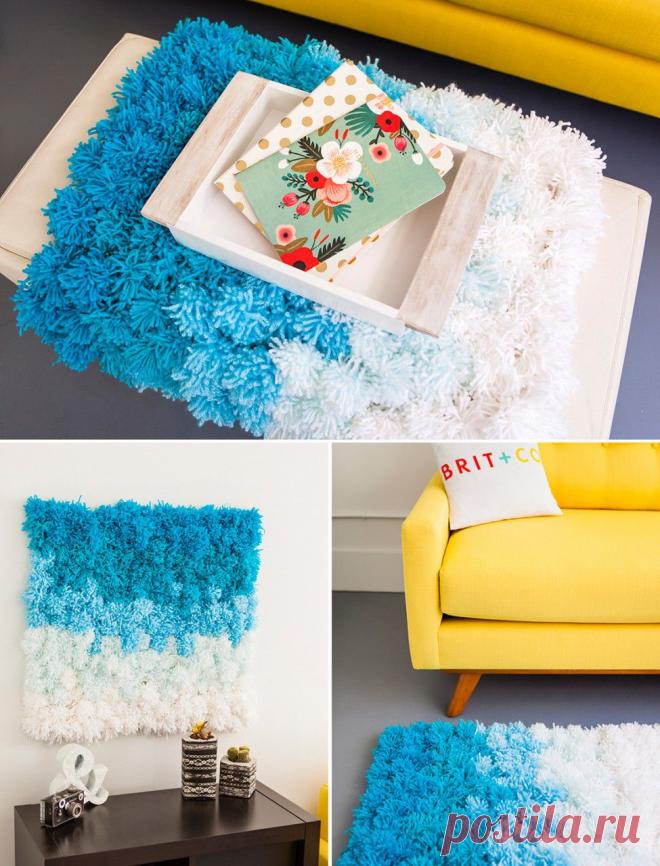 Коврик из помпонов. МК