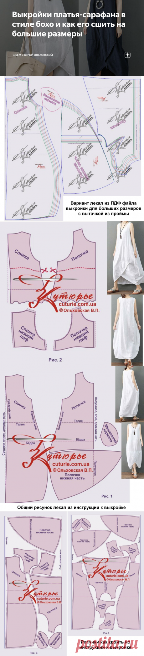 Выкройки платья-сарафана в стиле бохо и как его сшить на большие размеры | Шьем с Верой Ольховской | Яндекс Дзен