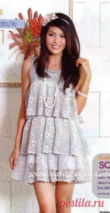 Платье с воланами крючком. Платье с рюшами крючком схемы Платье с воланами крючком. Платье с рюшами крючком схемы