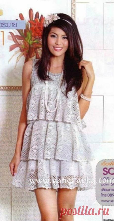 Платье с воланами крючком. Платье с рюшами крючком схемы Платье с воланами крючком. Платье с рюшами крючком схемы