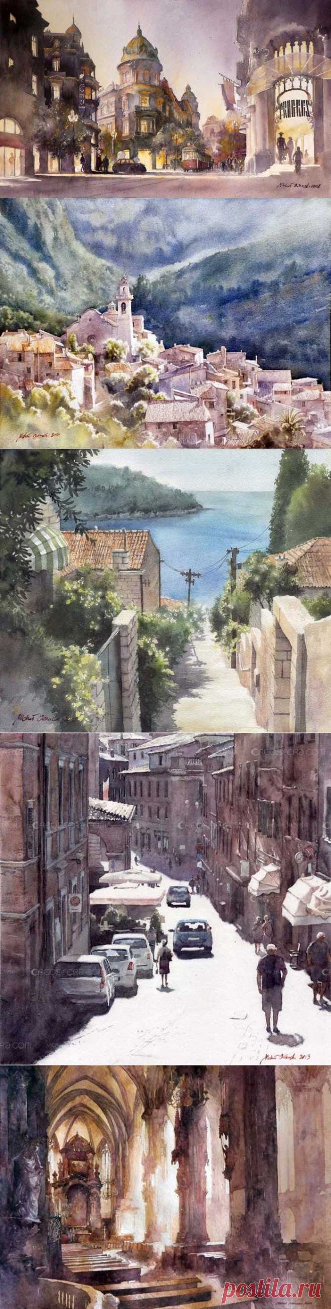 Польский художник-акварелист Michal Orlowski.