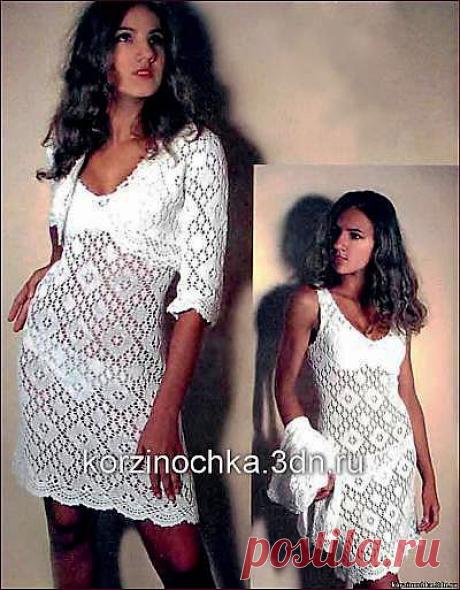 Белый вязаный сарафан и болеро - 22 Ноября 2012 - Вязание спицами, модели и схемы для вязания на спицах