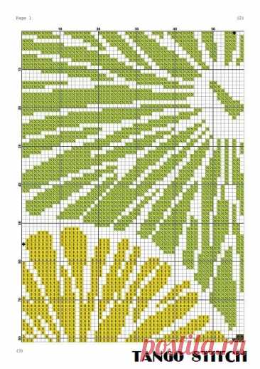 Green simple embroidery flower abstract cross stitch pattern