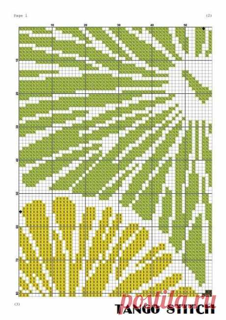 Green simple embroidery flower abstract cross stitch pattern