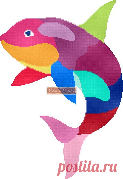 Rainbow whale cross stitch kit Rainbow whale counted cross stitch kit.Counted cross stitch kit with whole stitches only. Note: the design is not printed on the fabric.Kit contains: Cross stitch pattern Fabric - see options available Threads pre-wound on plastic card bobbins Needle Instructions