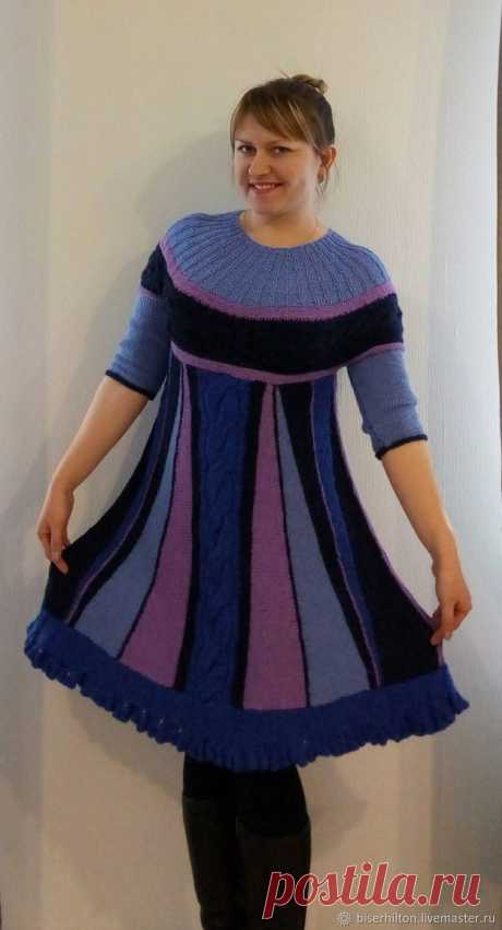 теплое платье спицами