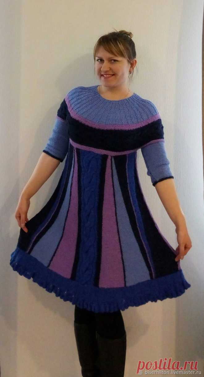 теплое платье спицами