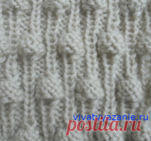Буклированный узор спицами - описание как вязать Фото и описание оригинального буклированного узора с шишечками для вязания спицами детских шапочек, для отделки свитера или кофты.