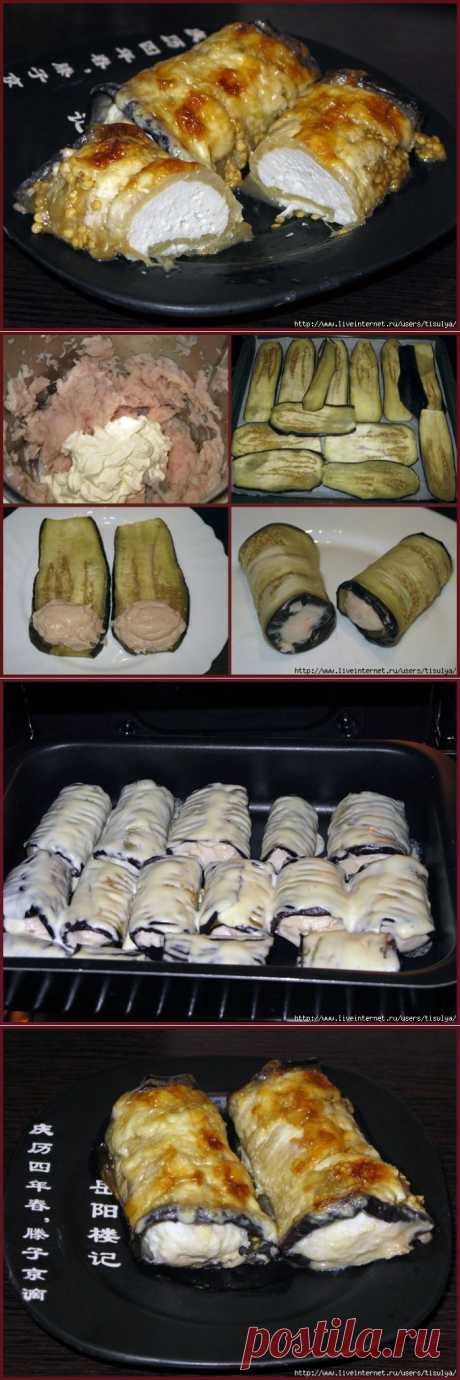 Баклажановые рулетики с курицей