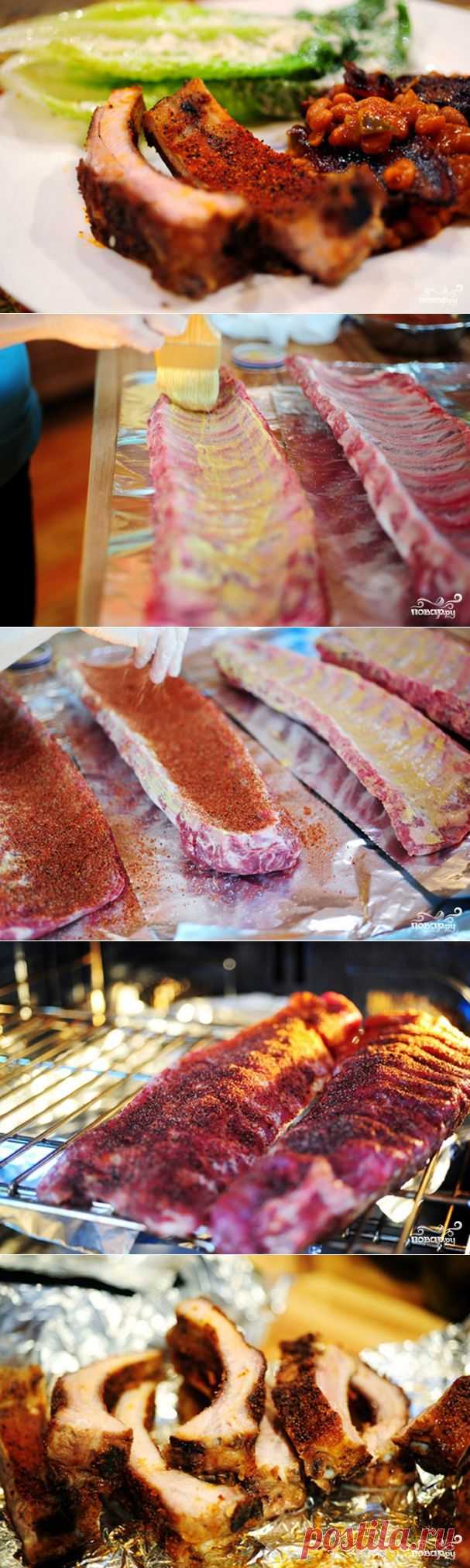 Жареные свиные ребрышки в духовке - пошаговый кулинарный рецепт
