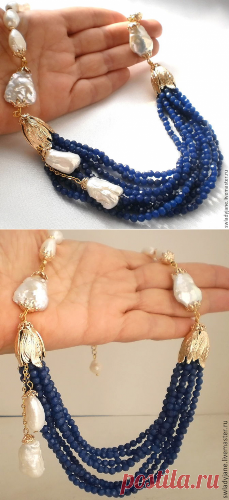 Купить Жемчужное ожерелье Мелодия весны КОРУНДЫ! - колье, Колье с жемчугом, колье ручной работы