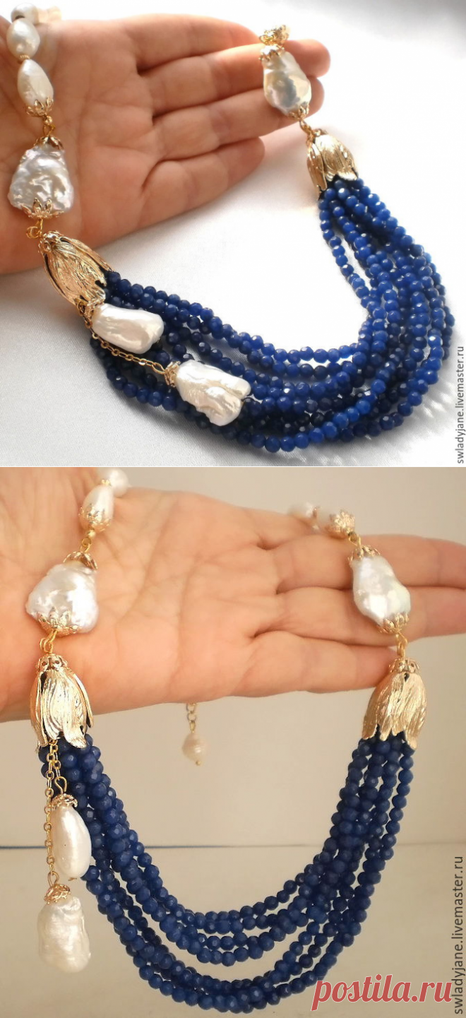 Купить Жемчужное ожерелье Мелодия весны КОРУНДЫ! - колье, Колье с жемчугом, колье ручной работы