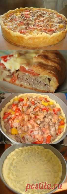 Готовим в духовке вкусный открытый мясной пирог!