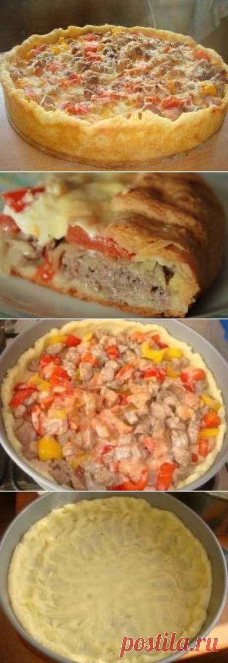 Готовим в духовке вкусный открытый мясной пирог!