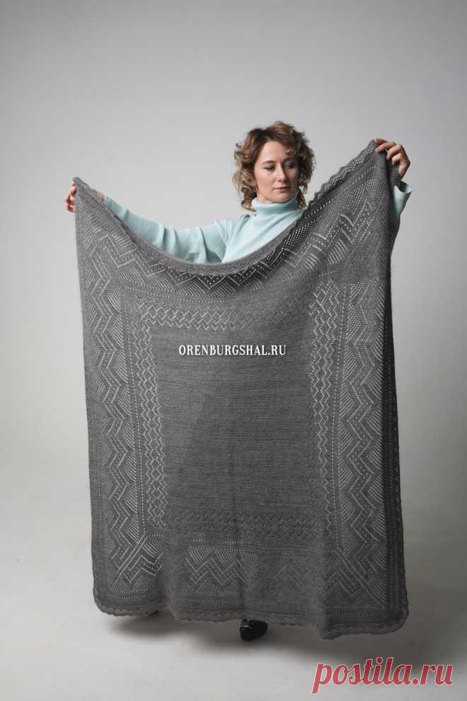 Королевский прием: купить шаль серого цвета - Оренбургшаль