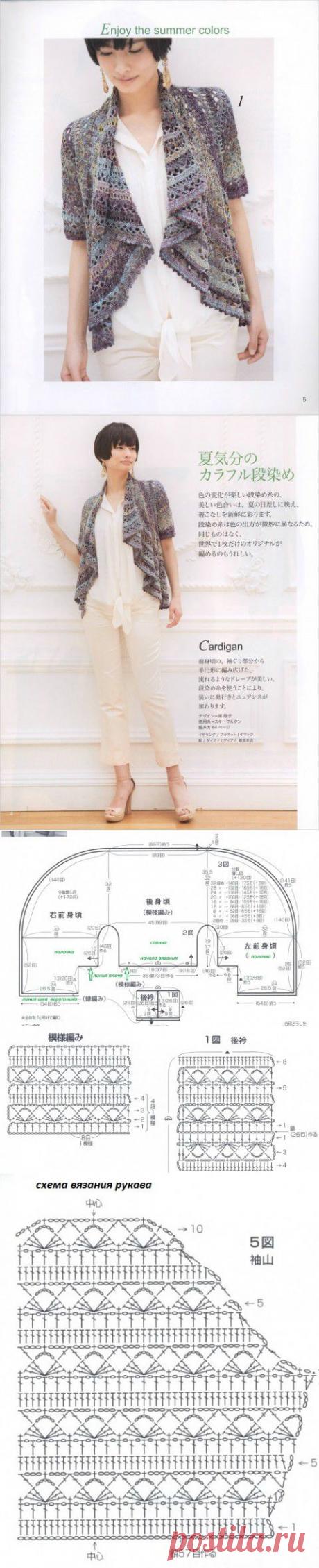Ажурный кардиган | Вязание крючком и спицами