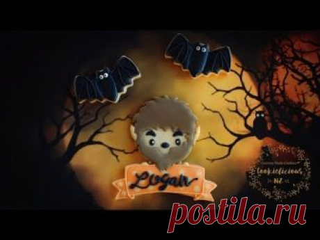 Halloween Cookies - WEREWOLF COOKIE with name banner (HOW TO)