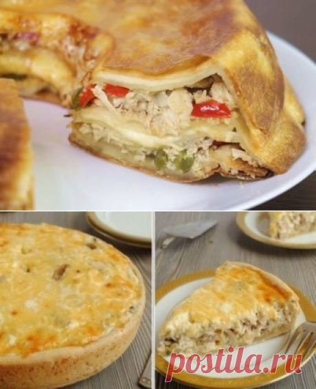 Вкусный и ароматный пирог-сметанник с грибами и курицей
