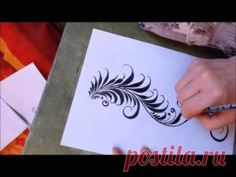 Хохлома. Травный орнамент. How to paint vines.