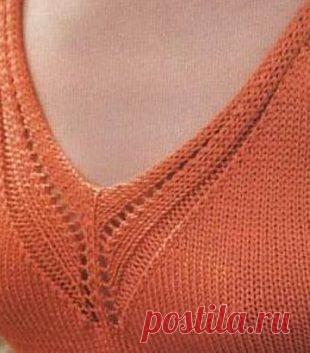 Способы оформления горловины спицами
