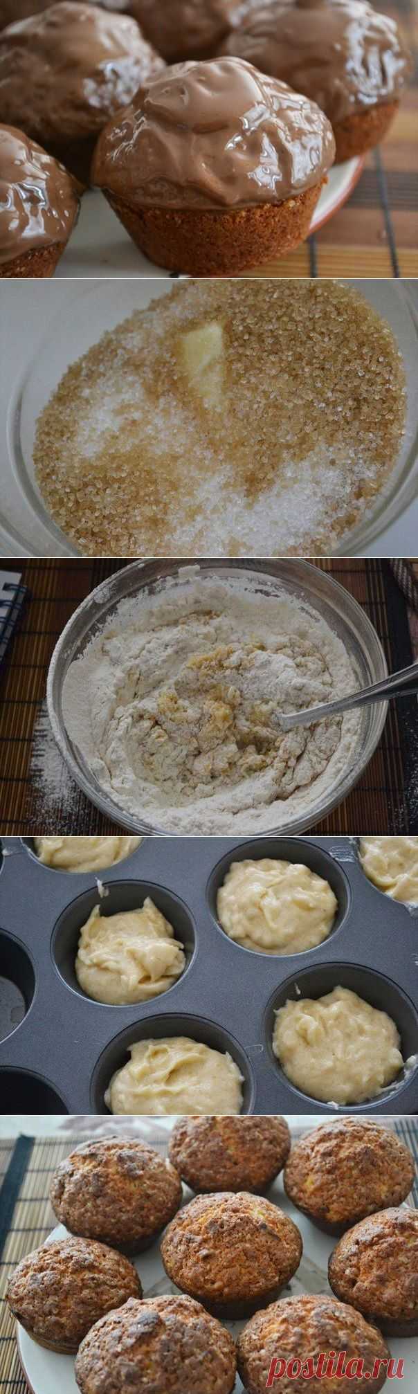 Банановые маффины с шоколадом