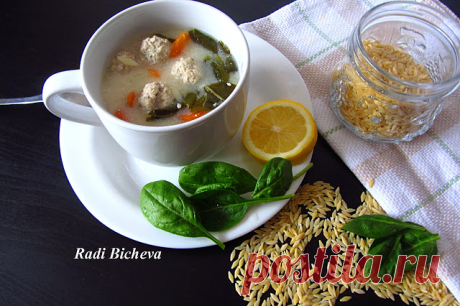Гръцка сватбена супа топчета с Орзо и бейби спанак / Greek Wedding Meatballs Soup with Orzo and baby spinach