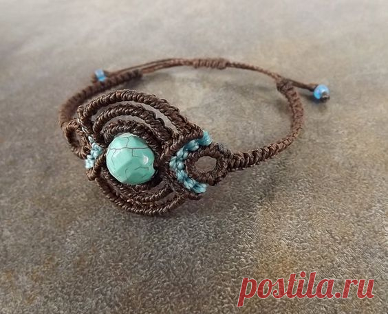 (1) Minimalist Macrame Bracelet Turquoise Howlite by neferknots | Crochet bracelet