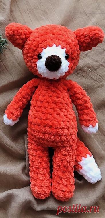 PDF Лисичка крючком. FREE crochet pattern; Аmigurumi animal patterns. Амигуруми схемы и описания на русском. Вязаные игрушки и поделки своими руками #amimore - Лиса из плюшевой пряжи, лисица, лисёнок, плюшевая лисичка.