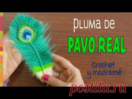 Plumas de Pavo real REVERSIBLES a crochet y macramé / English subtitles: Peacock feathers
