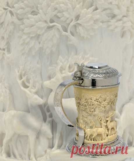 Резьба по кости Ivory - Антикварная кружка, 18-19 вв..