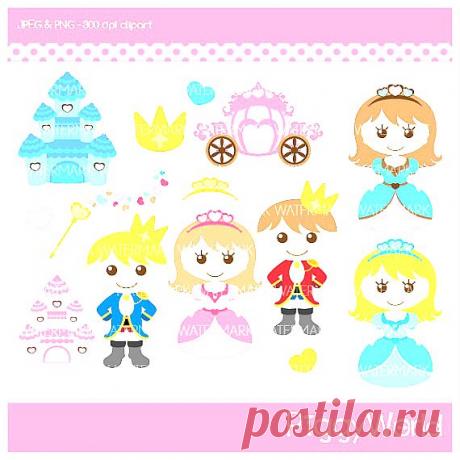 PW27 Prince Princess Fairy Tale - digital clip art - prince, magic, w…